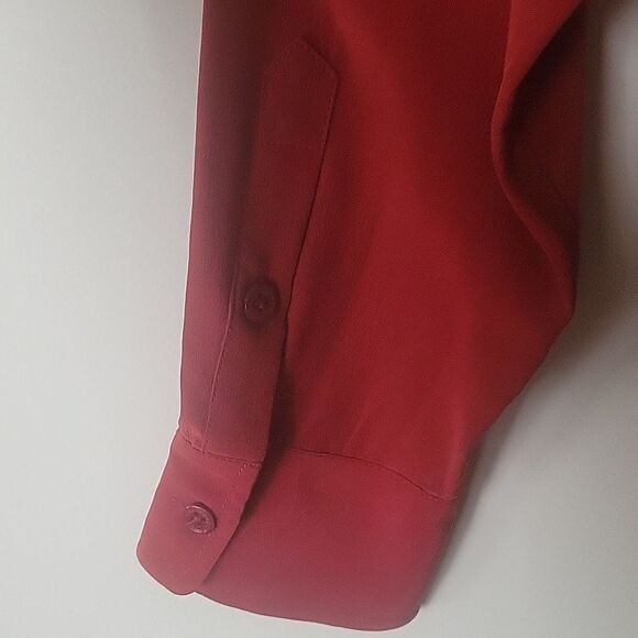 NWT Equipment S Burgundy Silk Button Modest Long Sleeve Office Shirt Top Blouse - Picture 8 of 14